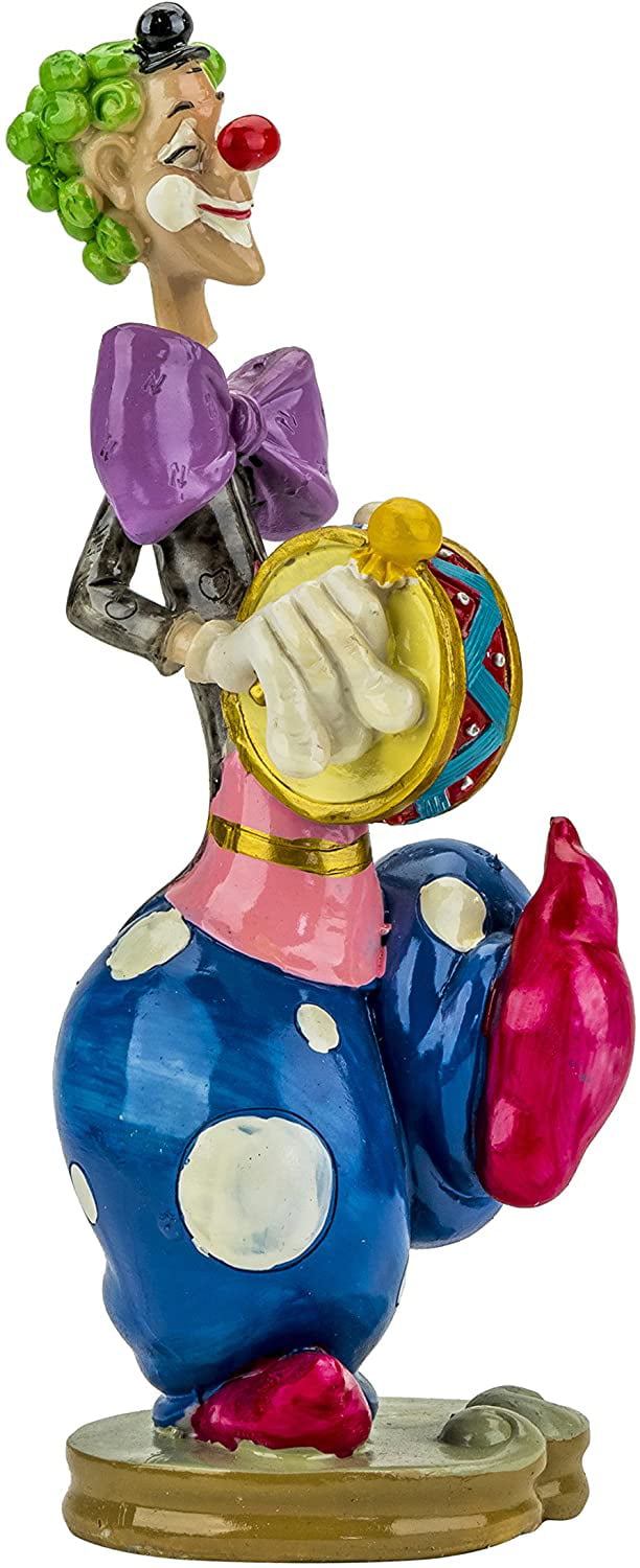Handmade Miniature Sculpture Polyresin Clown Figurine with Musical Instrument 