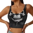 thumbnail image 1 of Balery Black White Hat Skull Sujetadores deportivos con espalda cruzada para mujer, acolchados, sin costuras, de alto impacto, ideales para yoga, gimnasio, entrenamiento y fitness.-Small, 1 of 8