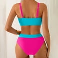 thumbnail image 4 of Yuanlook Women Bikini Sets Deep V Neck Two Piece Swimsuits Bathing Swim Suits Summer Modest Swimwear - Hot Pink - S, 4 of 6