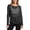 Black, variant on ZHOGXU Athletic Womens Long Sleeve T Shirt Round Neck Side Drawstring Loose Fit Tops Casual Office Daily