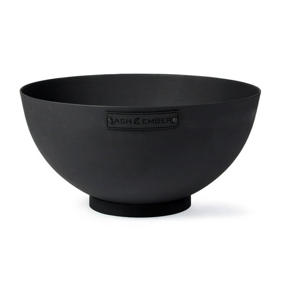 Ash & Ember 29" Hemisphere Fire Pit, Wood Burning Backyard Fireplace, Round Flat Flanged Base, Cast Iron High-Temp Black Paint Fire Bowl, Portable Outdoor Firepit Ideal for Backyard Parties, Camping