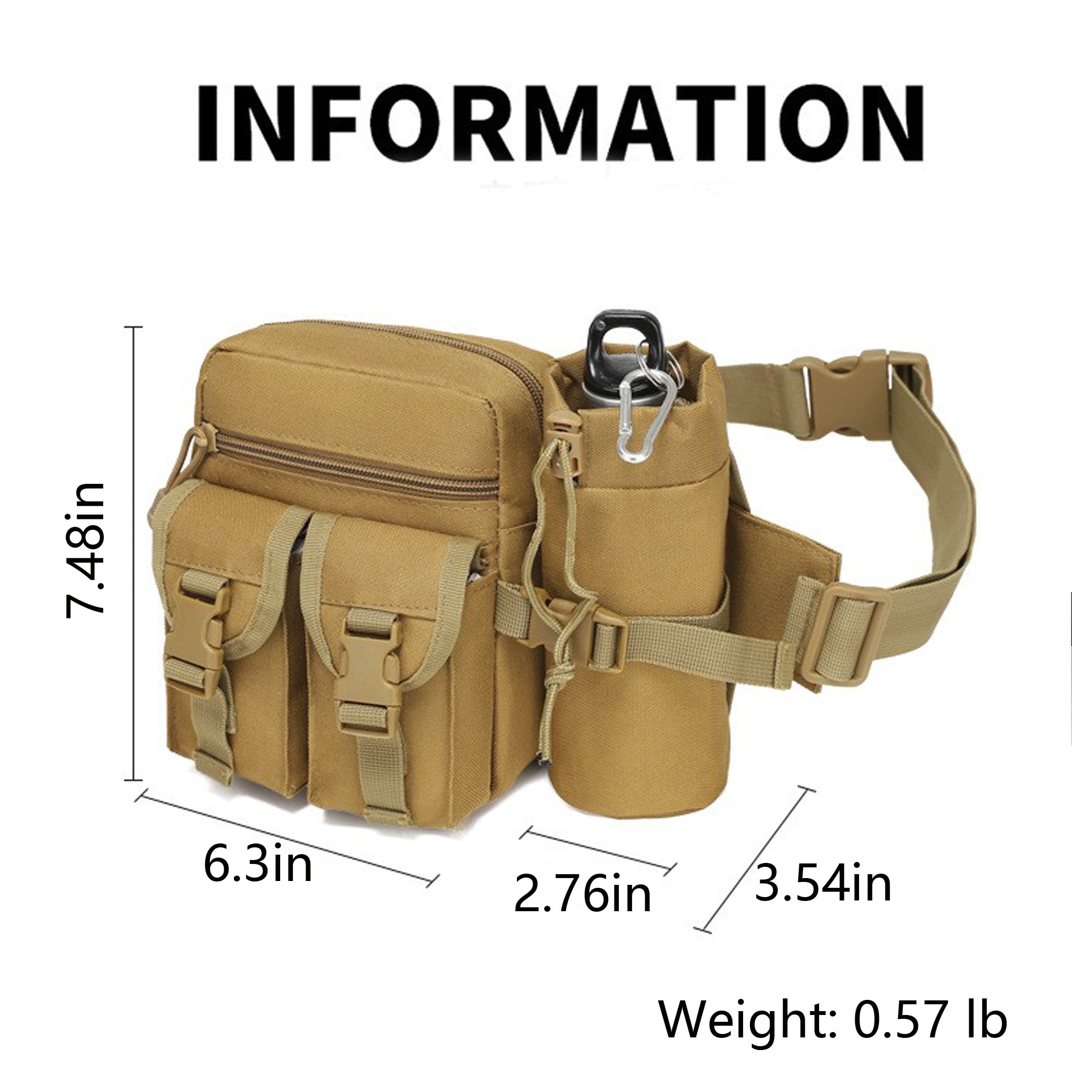New Fishing Waist Bag, Multifunctional Running Waist Pack with Water Bottle Holder and Phone Pocket, Molle Multifunctional Storage Bag Suitable for Hiking