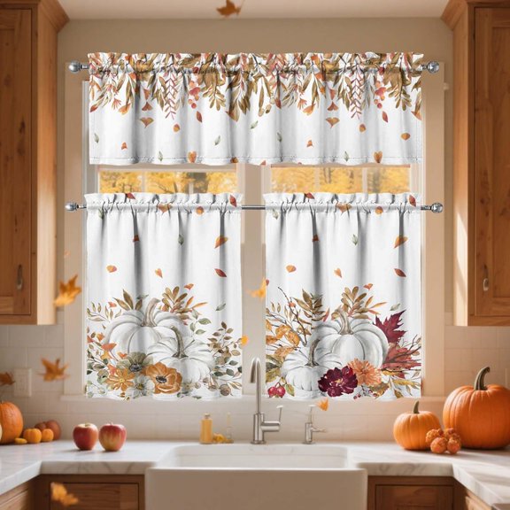 Sunflower Kitchen Curtains Sets for Windows Sunflower Summer Curtain Sink Window Valance 3 Piece Set Kitchen Tier Curtains 3 Panels Decor for Living Room Bedroom 54x36 Inches