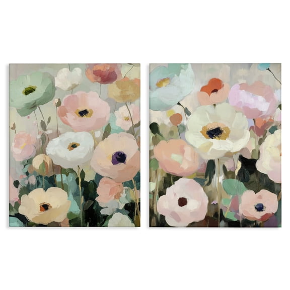 Stupell Industries Minty Garden Flowers 2 Piece Canvas Wall Art Set, design by Annabelle Hall, 30 x 24
