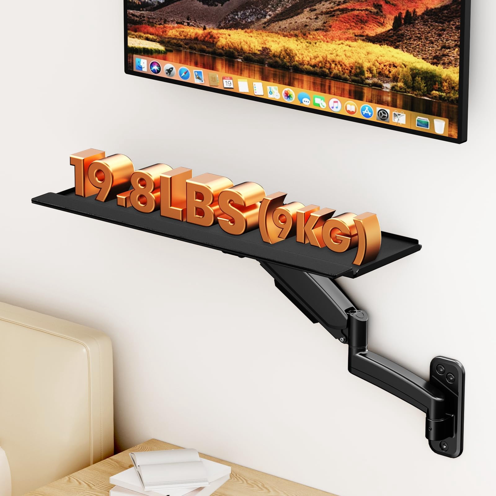 Keyboard Tray Wall Mount,Sit-Stand 26 Inch Keyboard and Mouse Stand, Black
