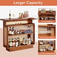 thumbnail image 3 of Farmhouse Woven Rattan Bar Unit U-Shaped Top Bar Table with Ample Storage & Stemware Racks Multi-functional Liquor Cabinet Brown, 3 of 6