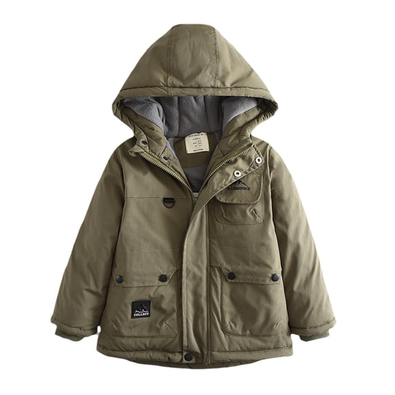YunPes Kids Puffer Jackets Boys Water Resistant Windbreaker Warm Fleece Lined Down Coat Winter Casual Cozy Hooded Outerwear