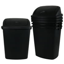 Ramddy 10 Gallon Garbage Can with Swing Lid, Black Plastic Kitchen Trash Can, 4 Pack