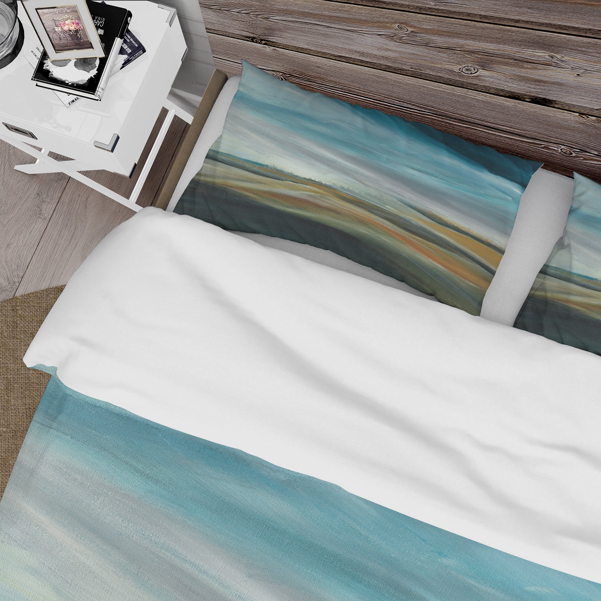 Designart 'Watercolor Desert Storm Abstract Blue' Farmhouse Duvet Cover Set