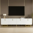 thumbnail image 1 of Homy Casa TV Stand with Textured Doors, Gold Handles & Legs, 1 of 12