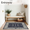 thumbnail image 3 of ODIKA 8x10 Machine Washable Non-Slip Area Rug, Elegant Inspired Symmetrical Decorative Scroll High Traffic Rug with Pad, Black, 657190, 3 of 8
