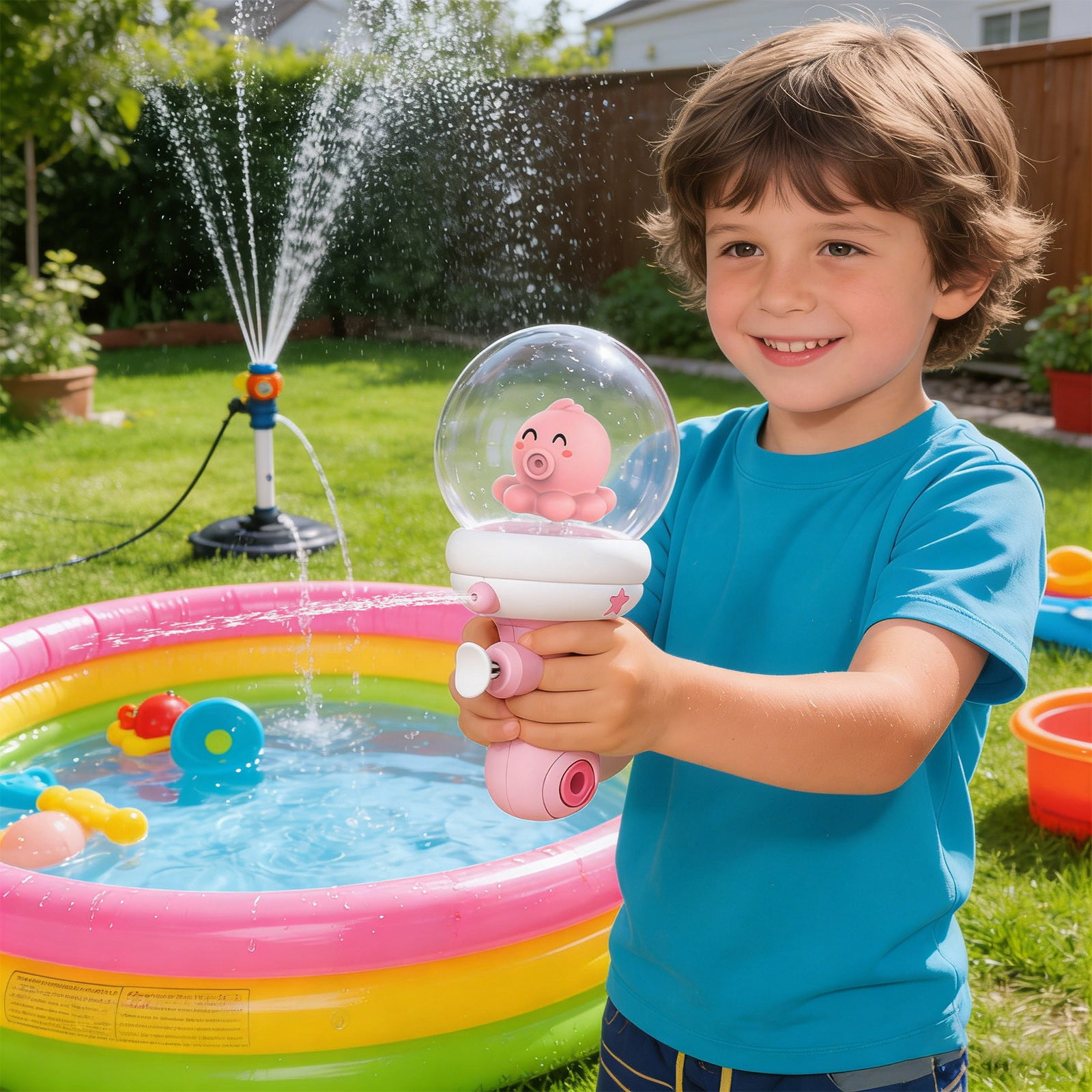 Yannianjz 4Pcs Cartoon Water Blaster forKids, Light Up Splash Toy for Outdoor Play, Water Blaster for Pool Beach Backyard Fun and Summer Water Battles