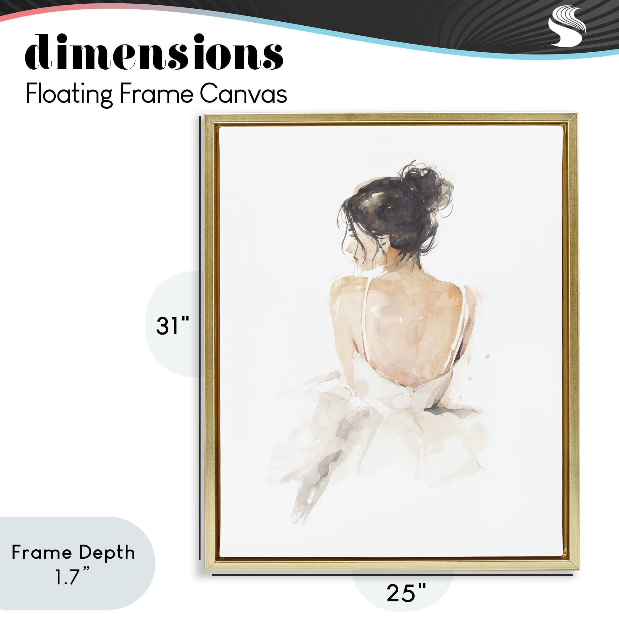 Stupell Industries Feminine Serenity Woman Gold Framed Floater Canvas Wall Art, design by Svetlana Aleynikova