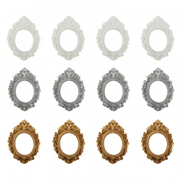 DESIGNICE 12Pcs Vintage Picture Frames,Oval Shape Picture Frames,Retro Filter Photo Frame,3.94"X3.15"