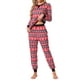 thumbnail image 4 of Conjunto de pijamas a juego para la familia navideña INSPIRE CHIC de mujeres, de manga larga, con renos y nieve, ropa de dormir y lounge, XL rojo, 4 of 6