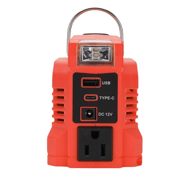 180W Battery Inverter with LED Light, Camping, Emergency Charger for Smartphones, Tablets, Outdoor Backup