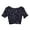 Black, variant on Women's Short Sleeved Open Navel Half Cut Mesh Shirt With Bright Silk And T Shirt Top Workout Tops for Women