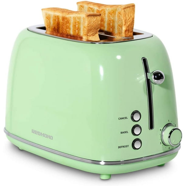 REDMOND 2 Slice Toaster Retro Stainless Steel Toaster with Bagel