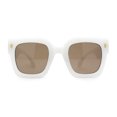 thumbnail image 2 of Womens Trendy Pop Color Hipster Boyfriend Thick Horn Rim Sunglasses White Solid Brown, 2 of 4