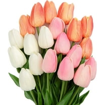 10/20/24 Pcs Artificial Tulips Flowers Mixcolor Real Touch Fake Tulips Fake Flowers for Mother's Day 13.5" Faux Tulips Faux Flowers Bulk Artificial Tulips  Centerpieces Home Wedding Bouquet