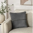 thumbnail image 3 of Mainstays 18" x 18" Grey Flannel Velvet With Faux Leather Trim Polyester Decorative Pillow Cover, 3 of 4