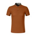 thumbnail image 4 of Wavsuf Mens Shirts V-neck with Pockets Summer Brown T-Shirts Size L, 4 of 5