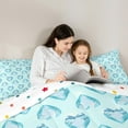 thumbnail image 5 of Homewish Cute Cartoon Loves Queen Comforter Set,Kawaii Heart Print Bedding Sets,Light Blue Bedding Comforter Set For Girls,Microfiber Bedroom Decor Reversible,3pcs, 5 of 8