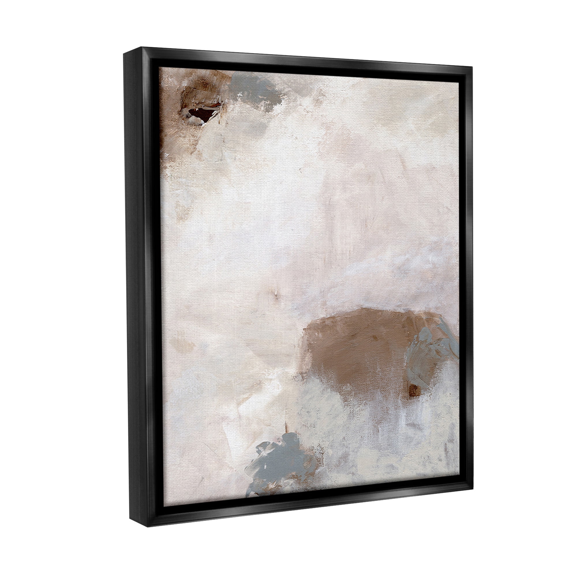 Stupell Industries Muted Neutral Painting Abstract Painting Black Floater Framed Canvas Art Print Wall Art, 25 x 31