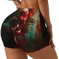 thumbnail image 2 of Kdxio Red Dark Skull Abstract Print Workout Shorts for Women Seamless Soft Smooth Gym Yoga Scrunch Active Shorts, 2 of 5