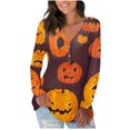 thumbnail image 1 of ICHUANYI Clearance Women's V-Neck Casual Long Sleeve Printed Buttoned Basic Ruched Tunic Tops T-shirts Blouses(Wine, L) ICHUANYI WER2023081512557, 1 of 4