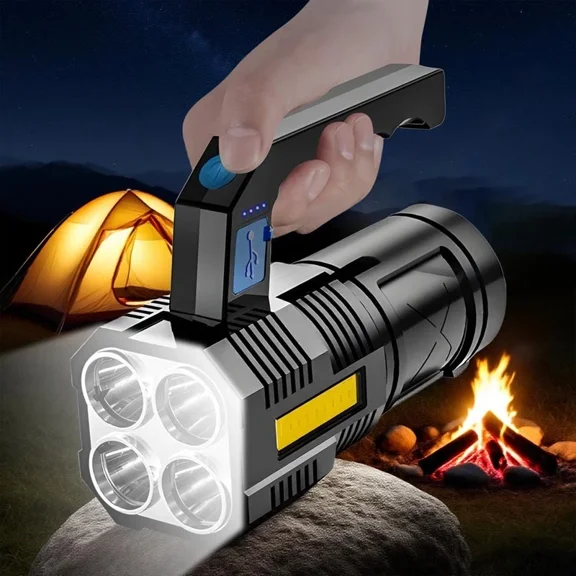 Unibike LED Spotlight Flashlight, 1500 Lumen Super Bright Handheld Flashlights, Waterproof Searchlight, Zoomable Torch for Hiking