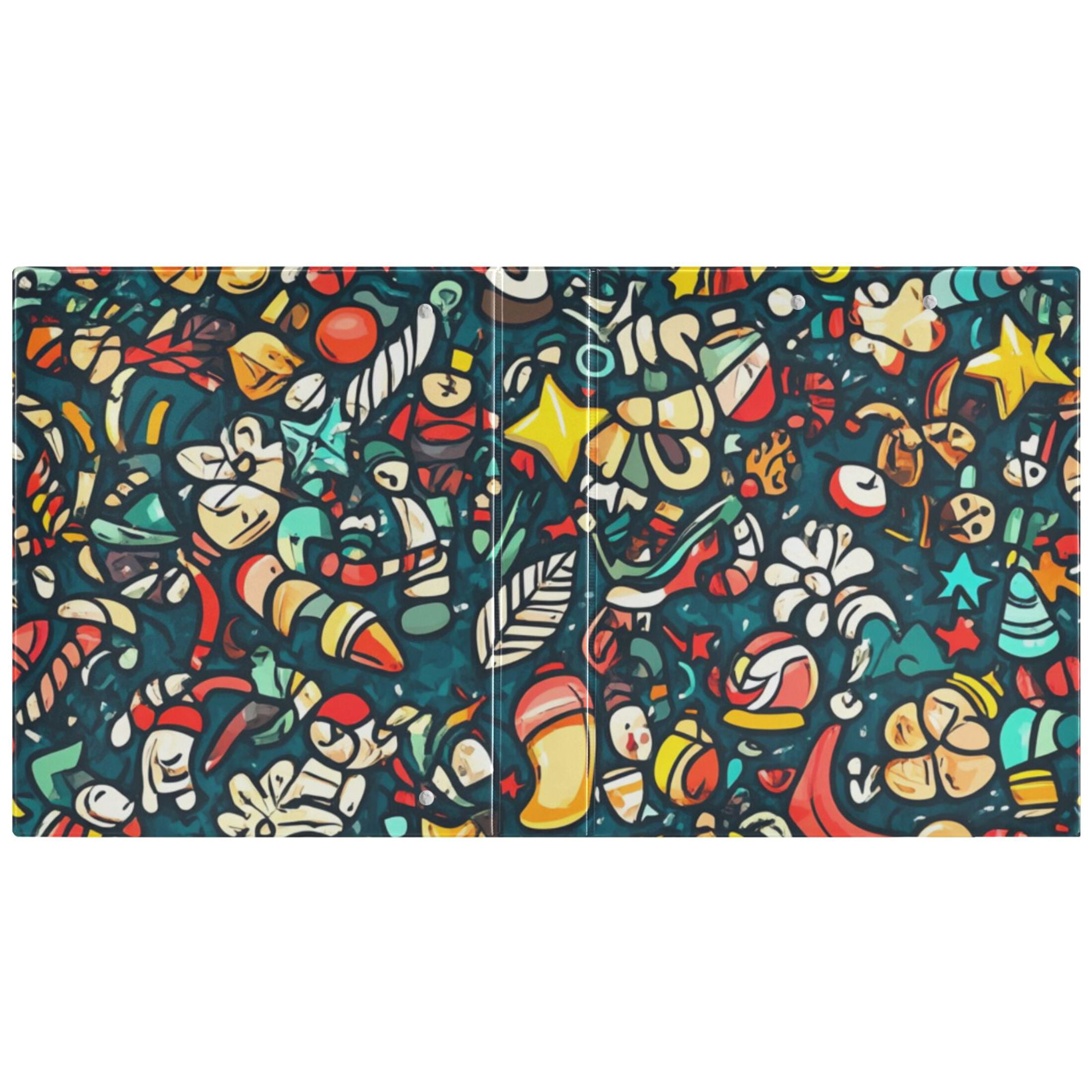 Xmas Christmas 3 Ring Binders 1.5 inch Hardcover File Folders with Interior Pockets A4 Size Organizer for School Office Hospital