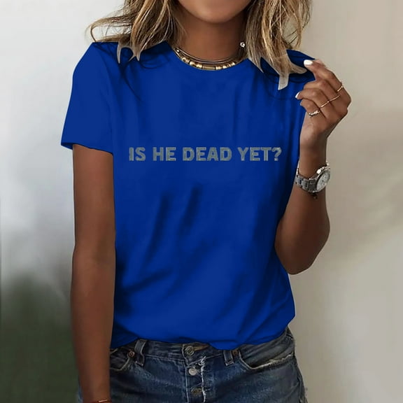 SHITINN Women Fashion Casual Solid Cute Printed Round Neck Short Sleeve Shirt Top Womens Summer Tops Short Sleeve Womens Clothes Summer Womens T Shirts