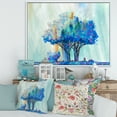 thumbnail image 2 of Designart 'Blue Coloured Tree Abstract Impression I' Modern Framed Canvas Wall Art Print, 2 of 5
