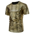 thumbnail image 2 of WREESH Men's Metallic Party Shirts Round Neck Solid Color Casual Fashion Pullover Short Sleeve Gold, 2 of 7