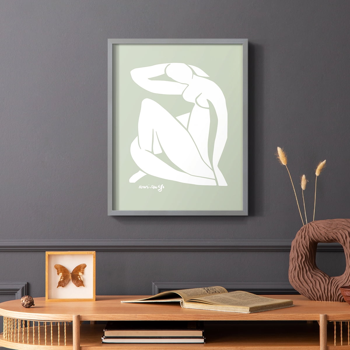 Matisse CDXCII in Gray Solid Wood Framed Print No Nail Hanging