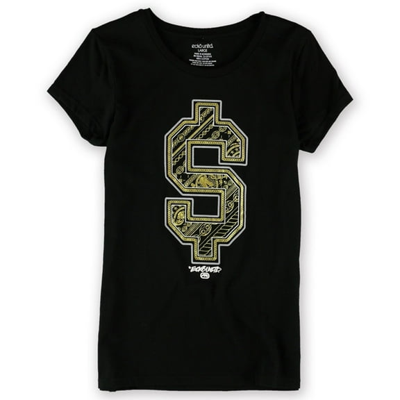 Ecko Unltd. Womens Dollar Shine Graphic T-Shirt, Black, Medium