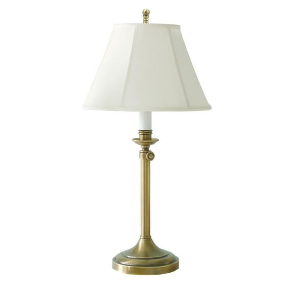 House Of Troy CL250-AB Club Collection Portable Table Lamp with Adjustable Height, Antique Brass with Off White Soft Shade