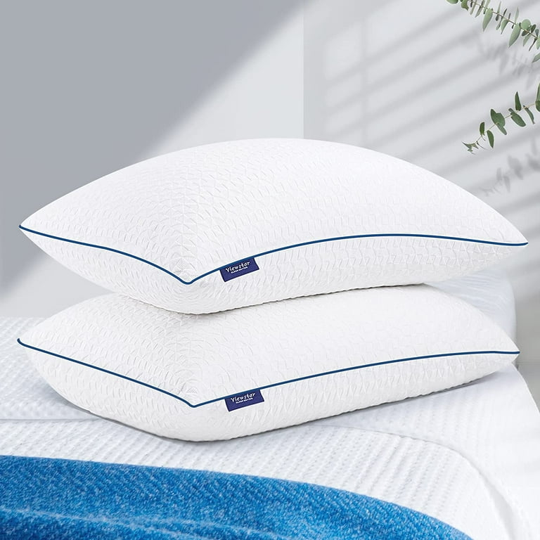 Pillows Queen Size Set of 2, Firm and Supportive Shredded Memory Foam  Pillows, Adjustable Loft Back Side Sleeper Bed Pillow with Washable  Removable Cover, 20 x 30 inches 