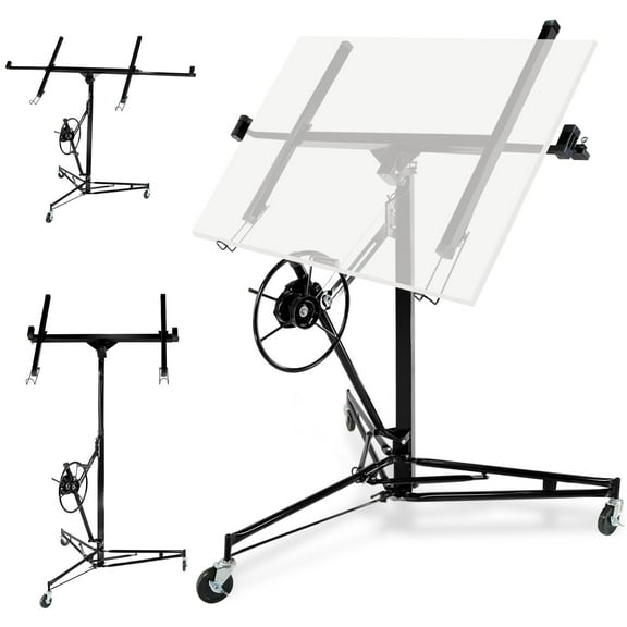 Heavy Duty 18FT Drywall Lift – 150 lb Capacity Sheetrock Panel Hoist with Telescopic Arm & Locking Wheels