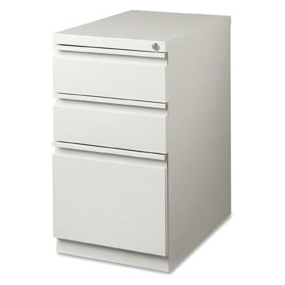 Lorell Mobile File Pedestal - 3-Drawer 15" x 22.9" x 27.8" - 3 x Drawer(s) for Box, File - Letter - Ball-bearing Suspension, Security Lock, Recessed Handle - Light Gray - Steel - Recycled - image 5 of 7