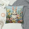 thumbnail image 2 of COMIO  Cute Bunny Easter Pillow Covers Egg Rabbit Floral Decorative Throw Pillows Covers Blue and White Striped Pillow Covers Spring Home Decor for Couch Bed, 2 of 5