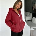 thumbnail image 7 of Oversized Zip Up Hoodie Women Casual Long Sleeve Sweatshirt Fall Winter Track Jackets, 7 of 7