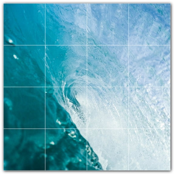 Picture-Tiles.com: Waves Ceramic Tile Wall Mural WAL501159-44L. 32"W x 32"H using (16) 8" x 8" Ceramic Tiles-Satin Finish