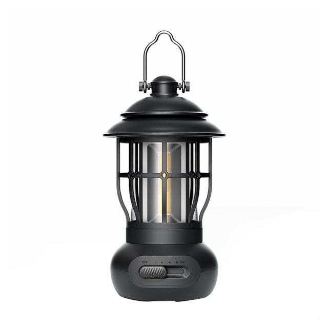 Linterna Portátil Lámpara de césped retro con mango antioxidante de luz de emergencia COB con gancho para viajes al aire libre