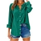 thumbnail image 5 of Tops formales,Blusa tipo túnica de lino con cuello en V para mujer, manga larga, corte holgado y bolsillo, 100 % poliéster, ideal para uso informal en casa, sopatenor, 5 of 9