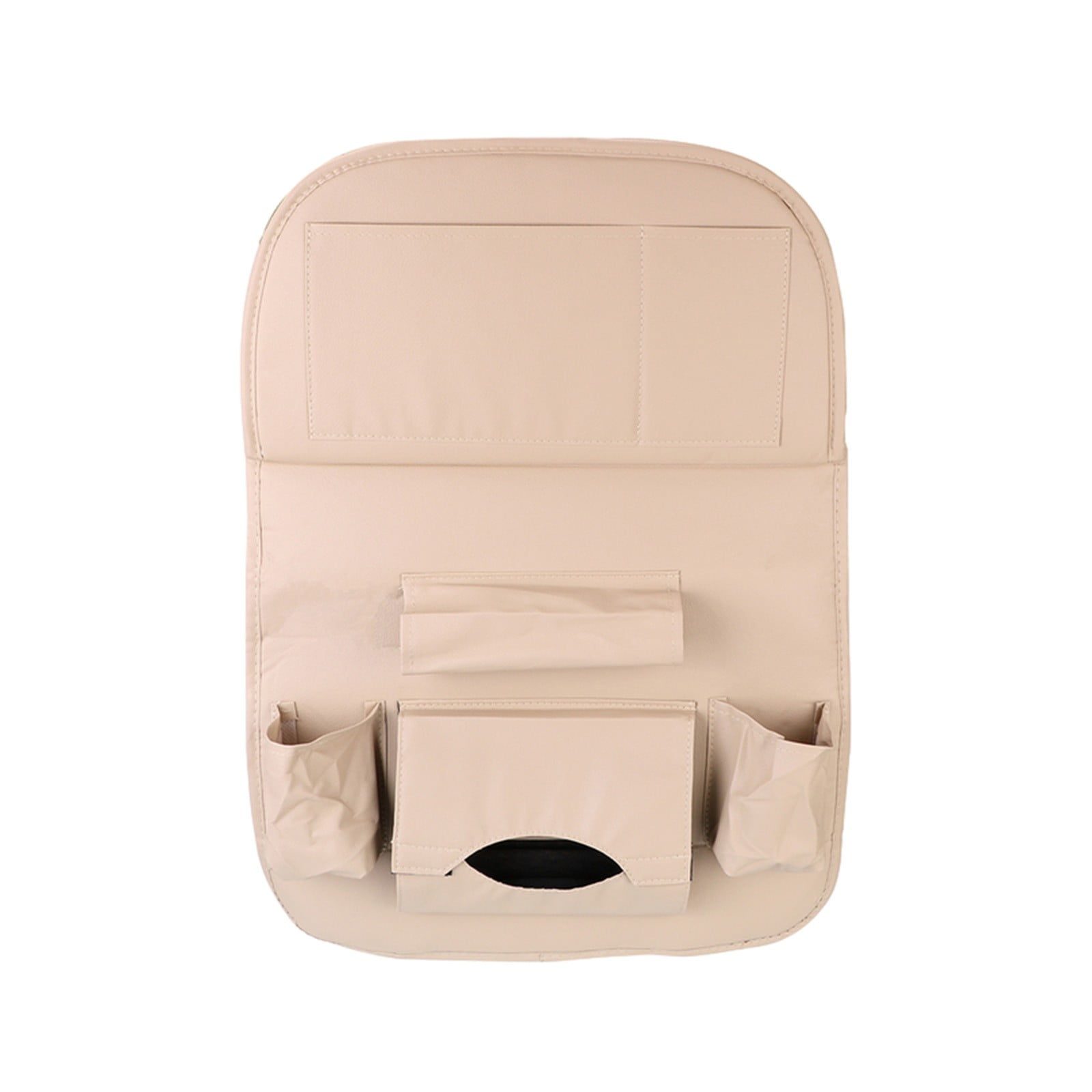 Ywbawe Leather Car Back Seat Organizer with Folding Tray, PU Material Storage Bag for SUV and Vehicle Travel, 1 Count