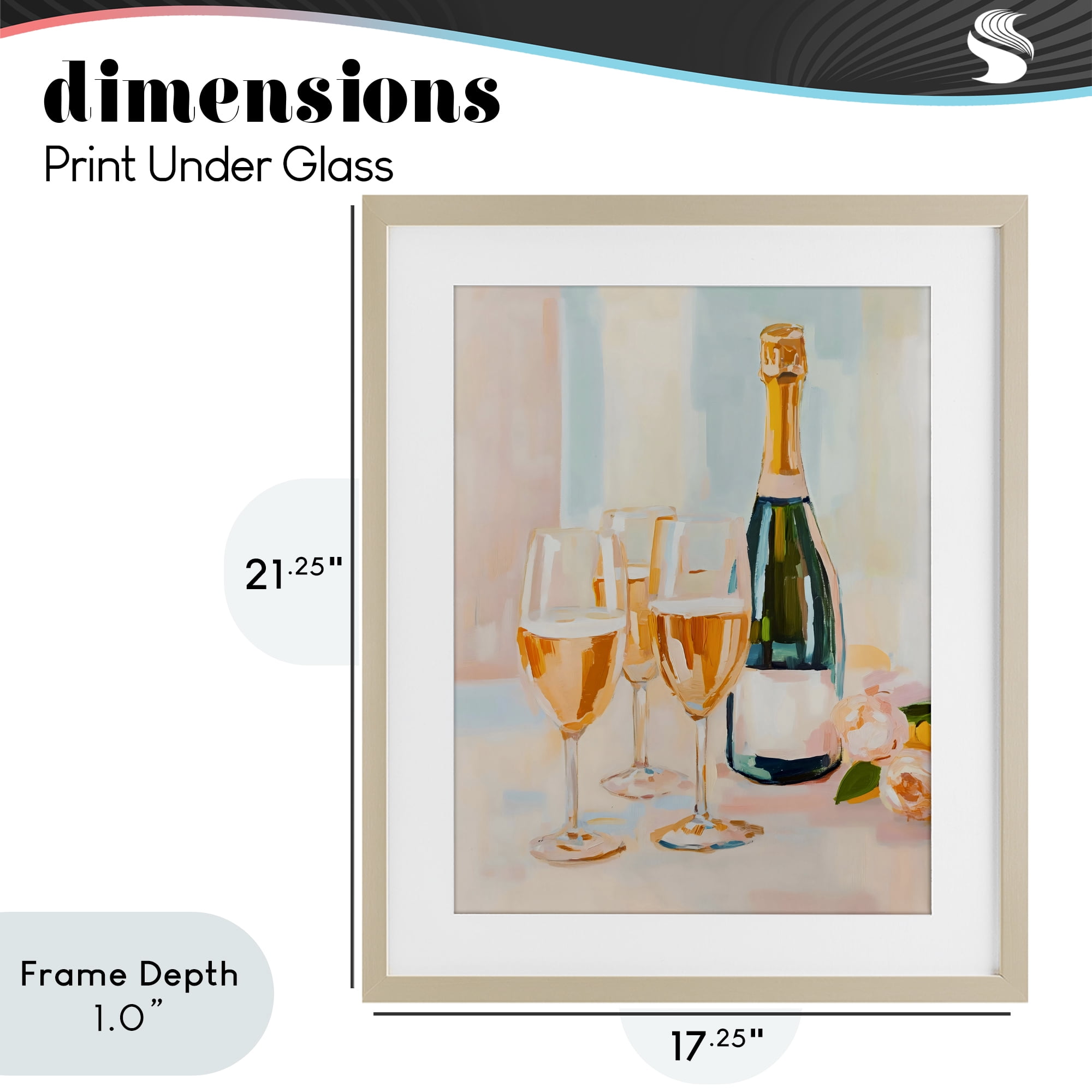 Stupell Industries Champagne Triple Toast Birch Framed Print Under Glass, design by The Prints Vibe