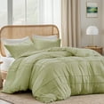 thumbnail image 2 of Regency Heights Queen Duvet Cover Set, Soft Washed Pleated Duvet Cover Queen, 3-Piece Bedding Set with Pillow Shams, Sage, 2 of 11