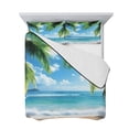 thumbnail image 7 of Beach Ocean Waves King Size Down Alternative Comforter, Lightweight Comforter Quilt Bedding Set with Pillow Shams Summer Tropical Palm Tree Leaves All Seasons Bed Comforter Duvet Insert 96"x106", 7 of 7
